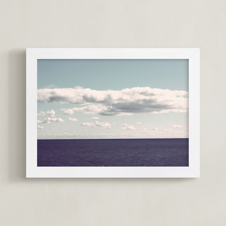 "The Calm Sea" - Art Print in Ocean Blue by Gray Star Design - Framed