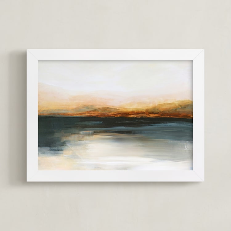 "Skiff" - Art Print in Marine Blue by Mya Bessette - Framed