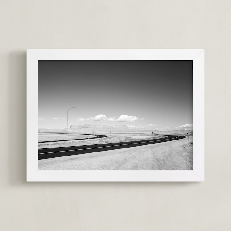 "Desert Route" - Art Print in Asphalt by Tania Medeiros - Framed