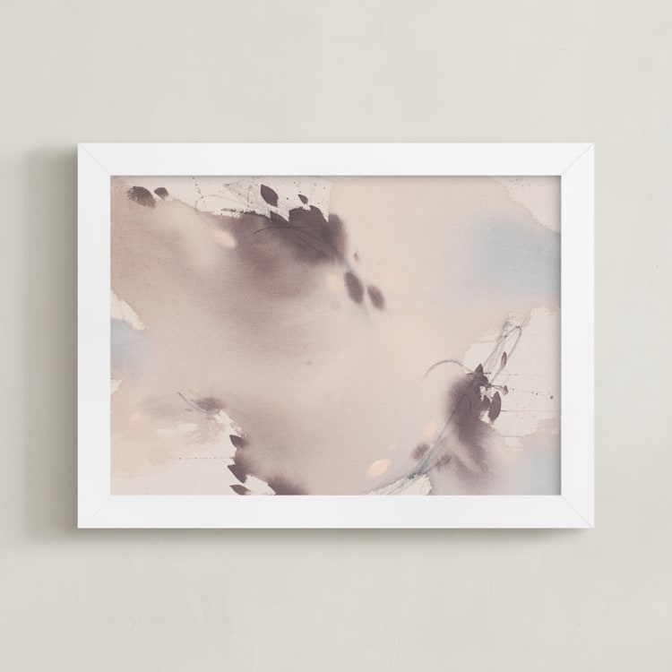 "Doves in Flight 1" - Art Print in Dusty Plum by Christa - Framed