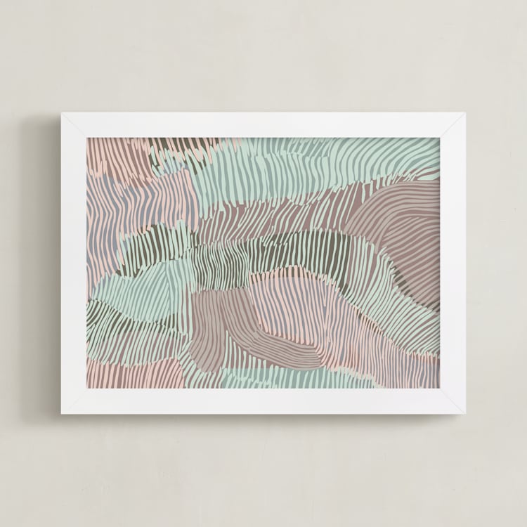 "Stripe Escape " - Art Print in Seagreen by Nina Leth - Framed