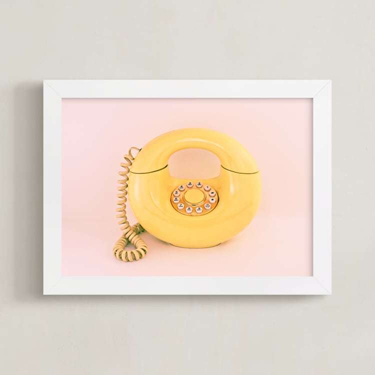 "Call Me Maybe 2" - Art Print in Baby Pink by Deborah Chou - Framed