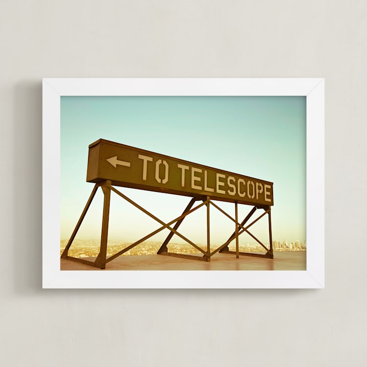 "Look to the Stars" - Art Print in Light Aqua by Shawna Urban - Framed