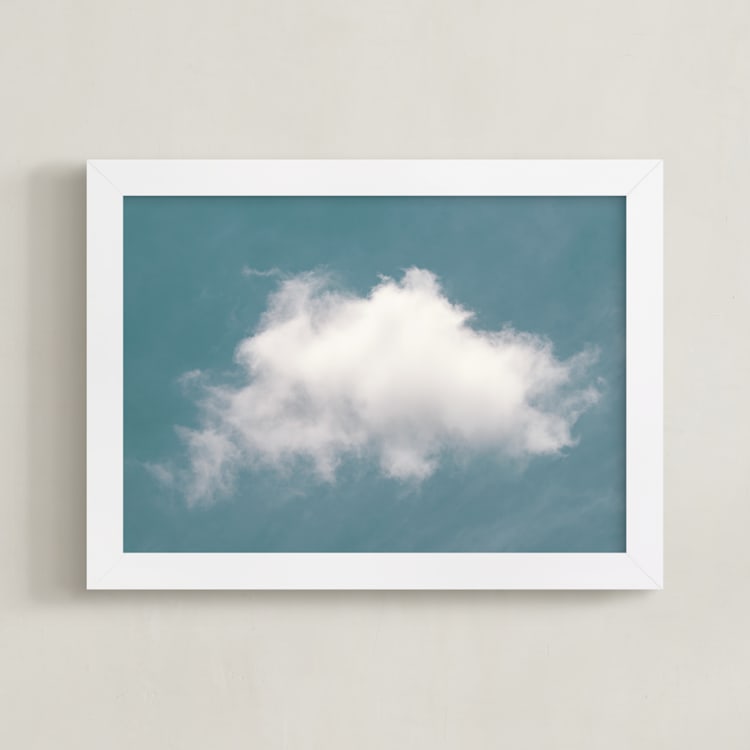 "Cloud in the Sky" - Art Print in Pool Blue by Tania Medeiros - Framed