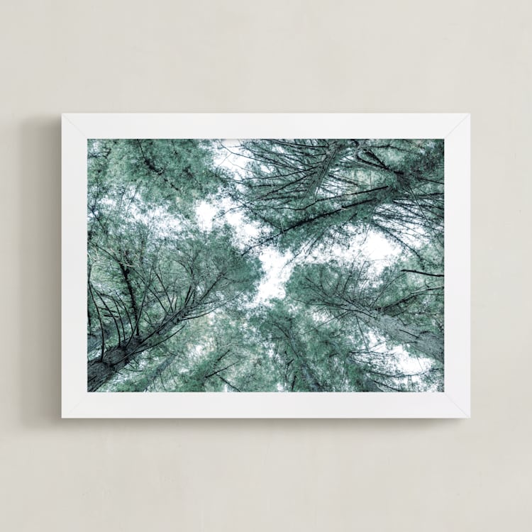 "Mystifying Forest" - Art Print in Forest Green by Jessica C Nugent - Framed