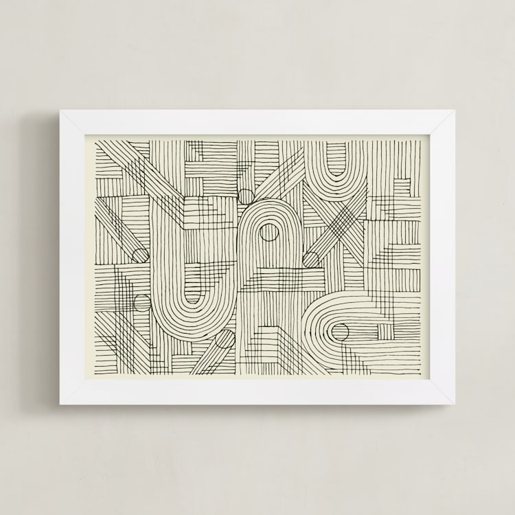 "Sketchy Pattern" - Art Print in Charcoal by Katie Zimpel - Framed