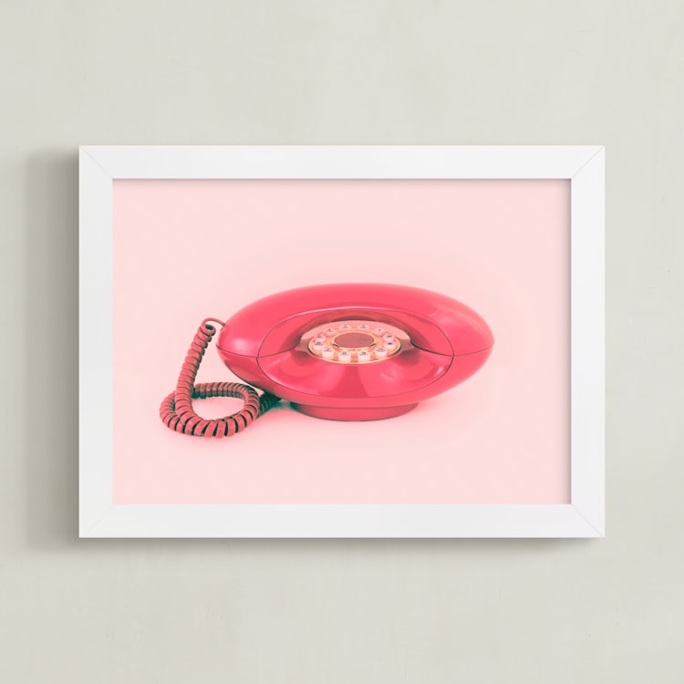 "Call Me Maybe 1" - Art Print in Baby Pink by Deborah Chou - Framed