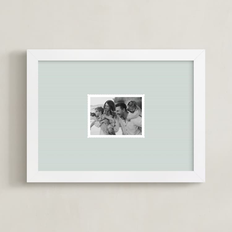 "Railroad Stripe: Landscape" - Framed Photo in Denim by Olivia Kanaley Inman - Framed