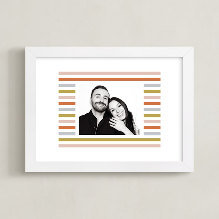 "Mod Stripes: Landscape" - Framed Photo in Peach by Erin German - Framed