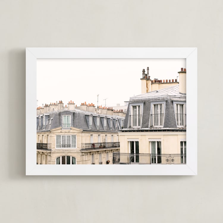 "Parisian Windows" - Art Print in Whitewashed by Annie Montgomery - Framed