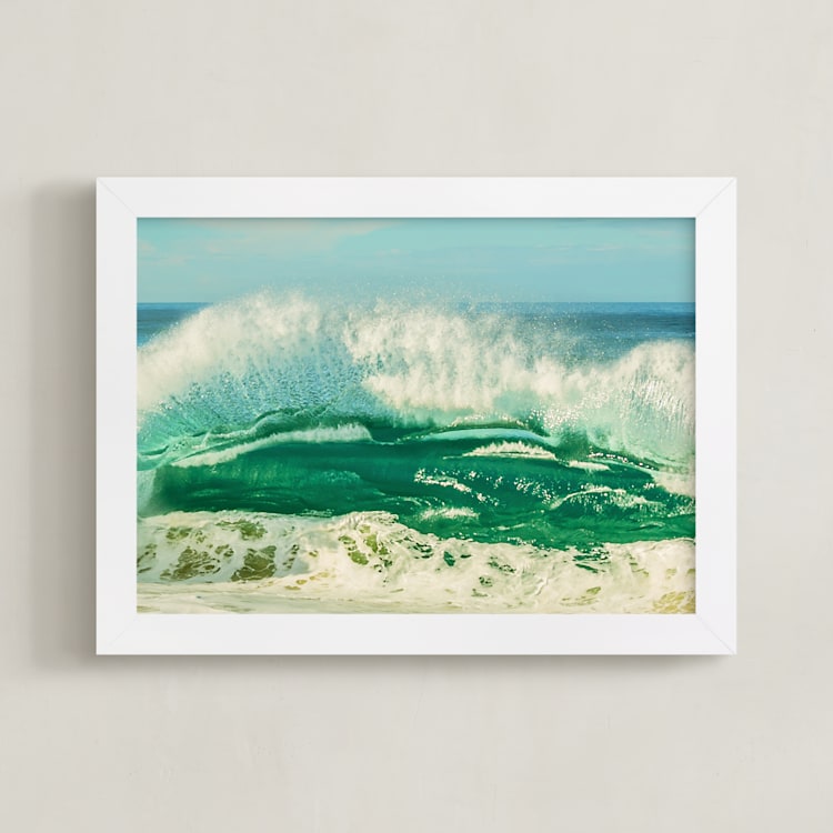 "The Wave I" - Art Print in Ocean Green by Debra Butler - Framed