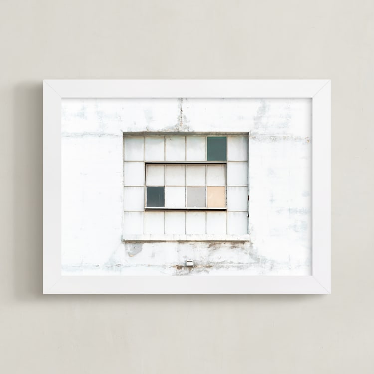 "Industrial Window" - Art Print in distressed white by Kamala Nahas - Framed