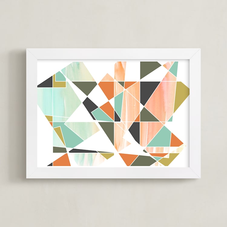 "Apertures No. 5" - Art Print in Coral by Genna Blackburn - Framed
