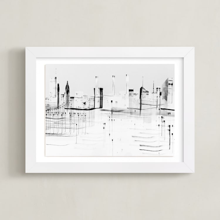 "nyc night lights " - Art Print in Black and White by Kaitlin Rebesco - Framed