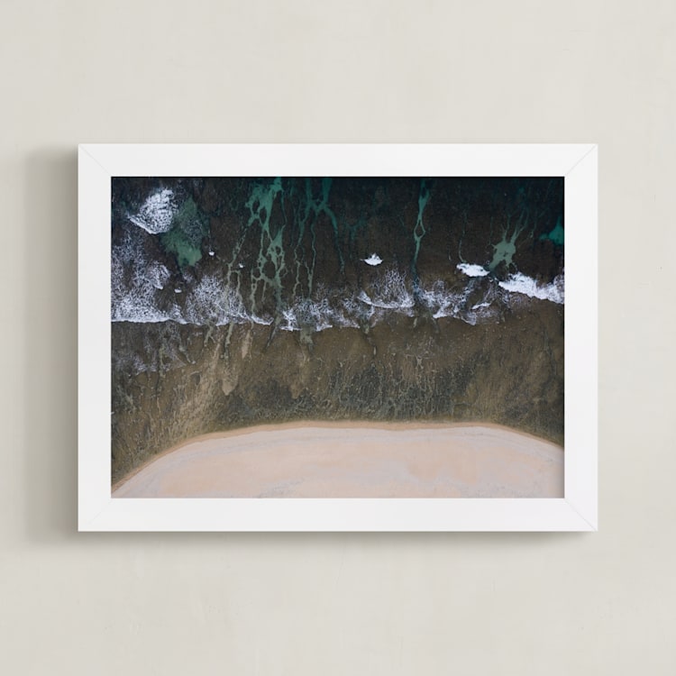 "Above the Sea" - Art Print in Aquamarine by Alaric Yanos - Framed