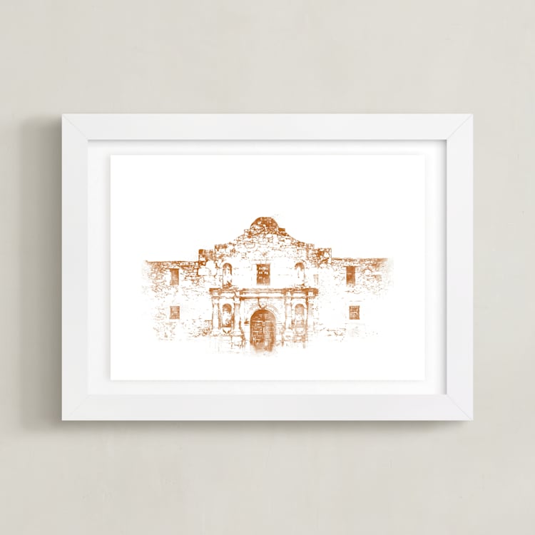 "The Alamo" - Art Print in Rust by Paul Berthelot - Framed
