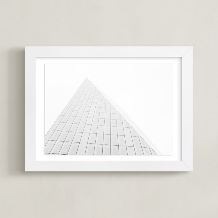 "Pyramid Building" - Art Print in Grey by Anna Western - Framed
