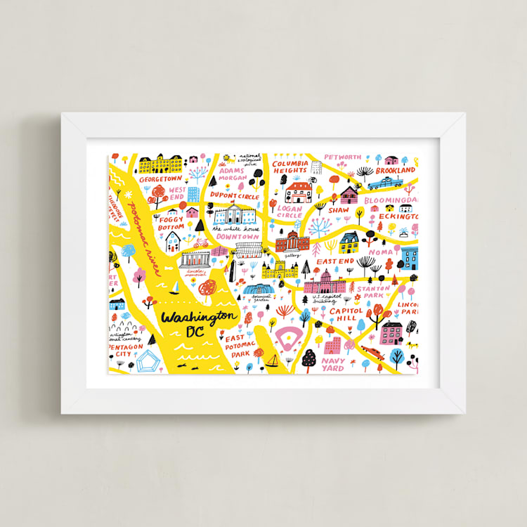 "I Love Washington D.C." - Art Print in Sunshine by Jordan Sondler - Framed