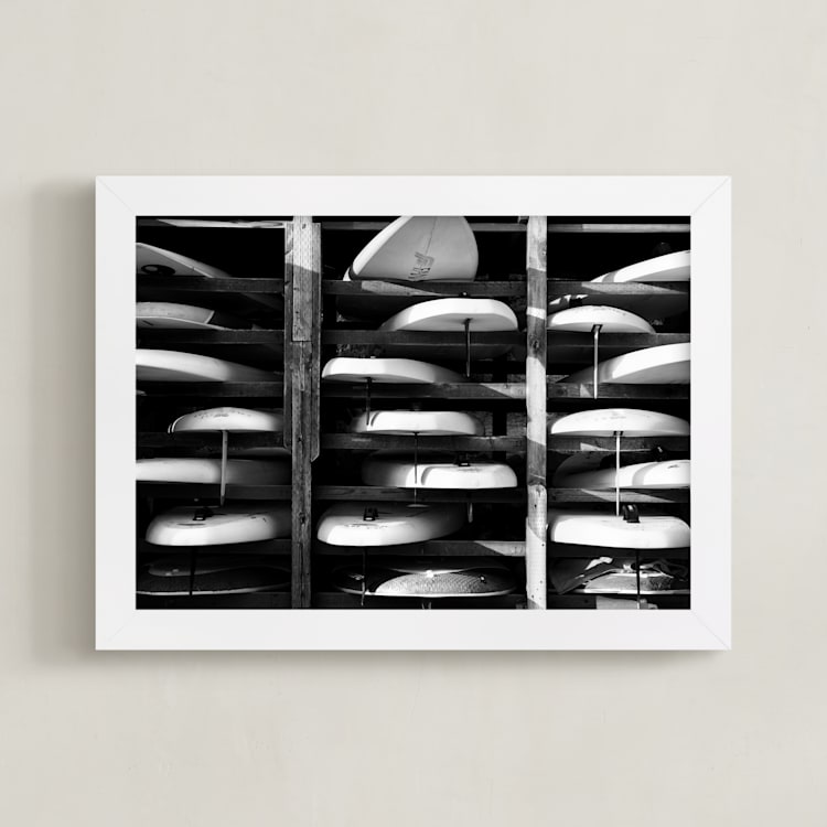 "Hood River Boards" - Art Print in Black & White by Shari Margolin - Framed