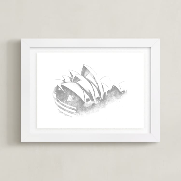 "Sydney Opera House" - Art Print in Slate by Paul Berthelot - Framed