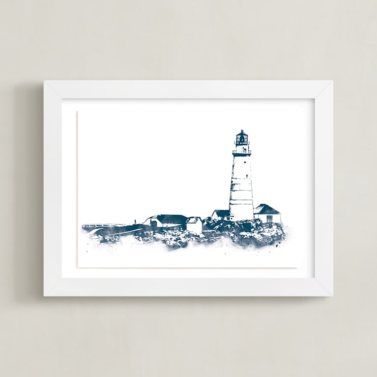 "Boston Light" - Art Print in Marine by Paul Berthelot - Framed