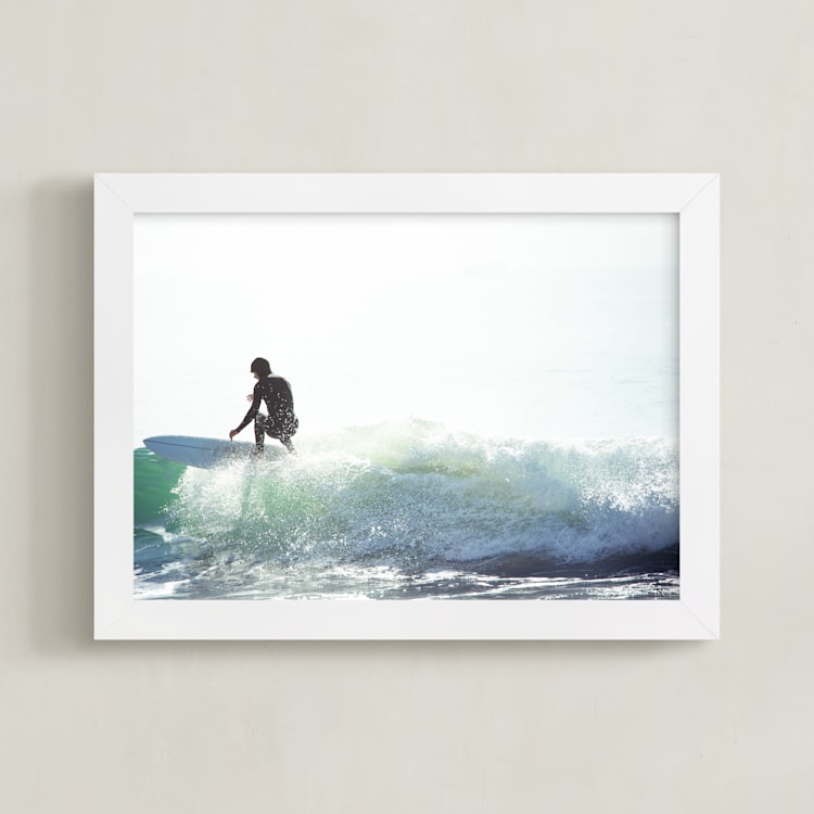 "Carve" - Art Print in Ocean Blue by Mike Sunu - Framed