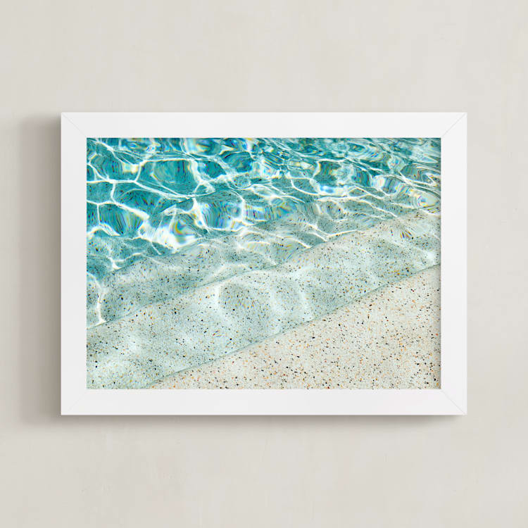 "Turquoise and Terrazzo" - Art Print in Turquoise Pool by Whitley Williams - Framed