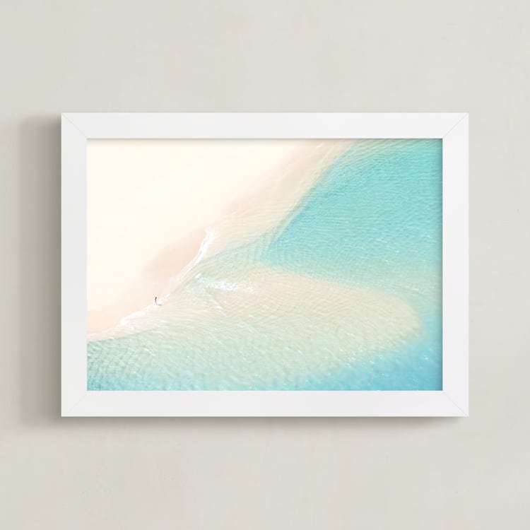 "A Day at Sea" - Art Print in Aqua Blue by Mike Sunu - Framed