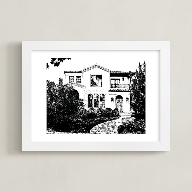 "House: White Border Custom Print" - Custom Print in Black by Minted - Framed