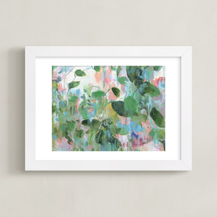 "Secret Garden" - Art Print in Leafy Green by Sonal Nathwani - Framed