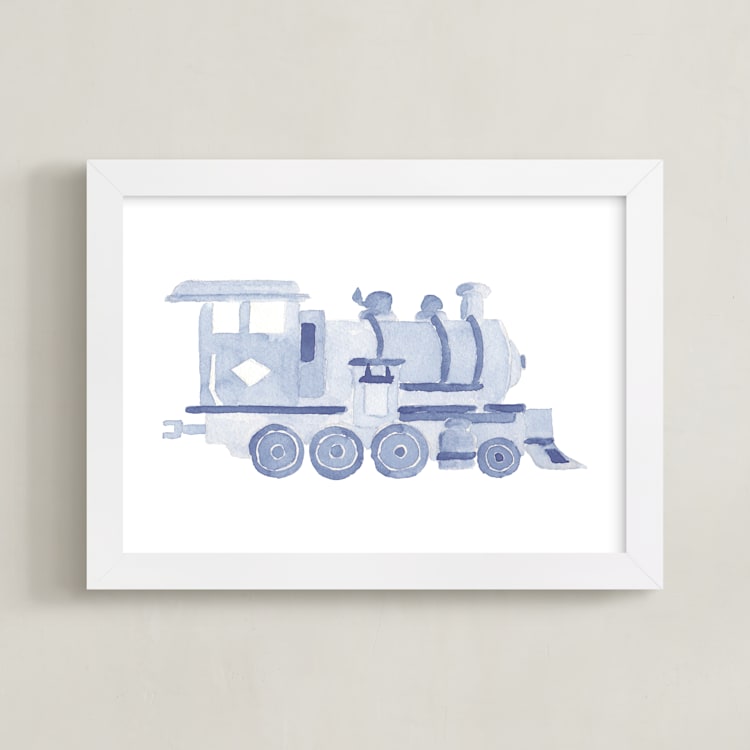 "Little Blue" - Art Print in Powder Blue by Lagniappe Paper - Framed