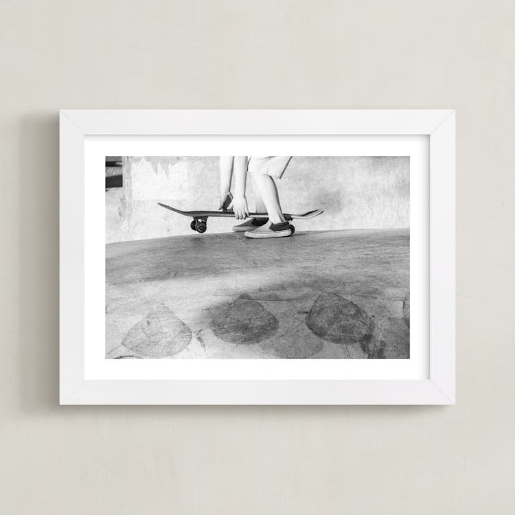 "Let it roll 2" - Art Print in black and white by Eliane Lamb - Framed