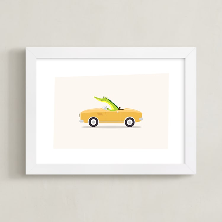 "Wacky Races I" - Art Print in Happy Yellow by David Michuki - Framed