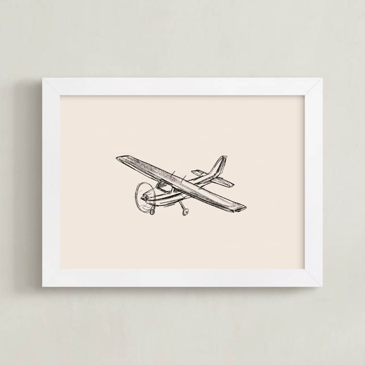 "Take Flight Loose Sketch 1" - Art Print in Beige by Katie Mulder - Framed