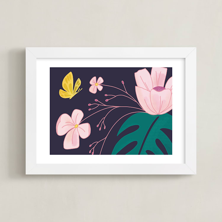 "Evening Blooms 2" - Art Print in Violet by Haley Warner - Framed