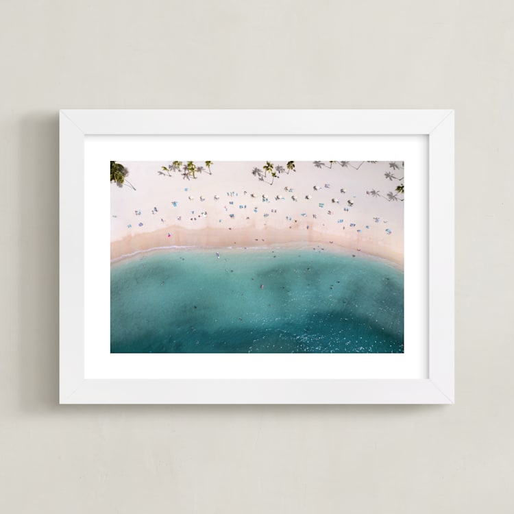 "Dots" - Art Print in Turquoise by Mike Sunu - Framed