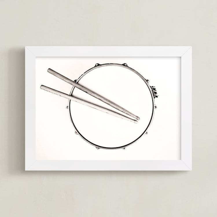 "Drummer" - Art Print in black and white by Marker Girl - Framed