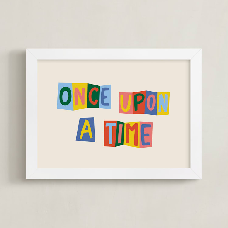 "Once Upon a Time" - Art Print in Azure Blue by Inkblot Design - Framed