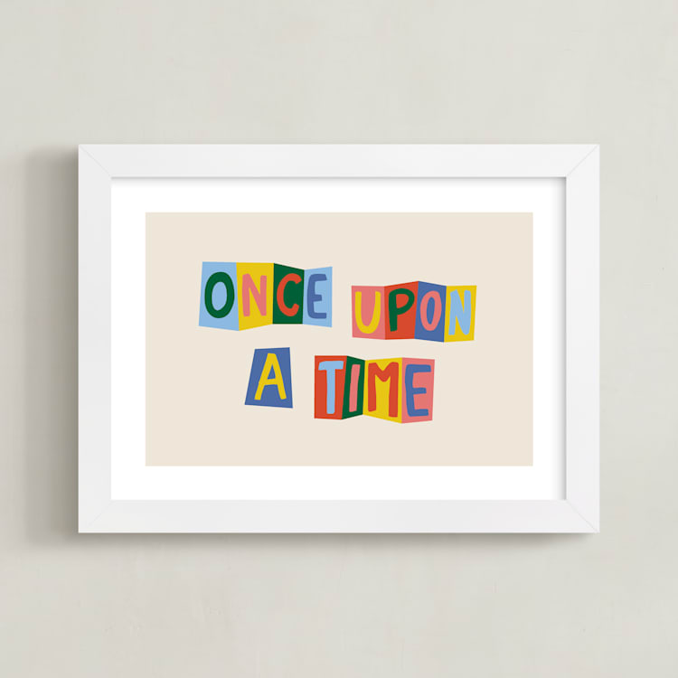 "Once Upon a Time" - Art Print in Azure Blue by Inkblot Design - Framed