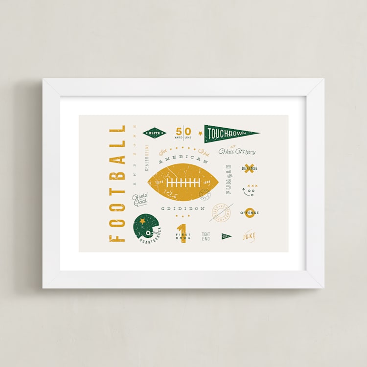 "American Football Vocab" - Art Print in Hunter by Dana Beckwith - Framed