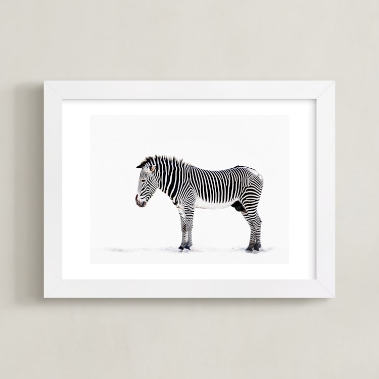 "Counting Stripes" - Art Print in Cream by Lisa Sundin - Framed