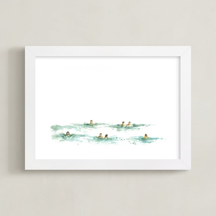 "Last summer" - Art Print in la mer blue by Lulaloo - Framed