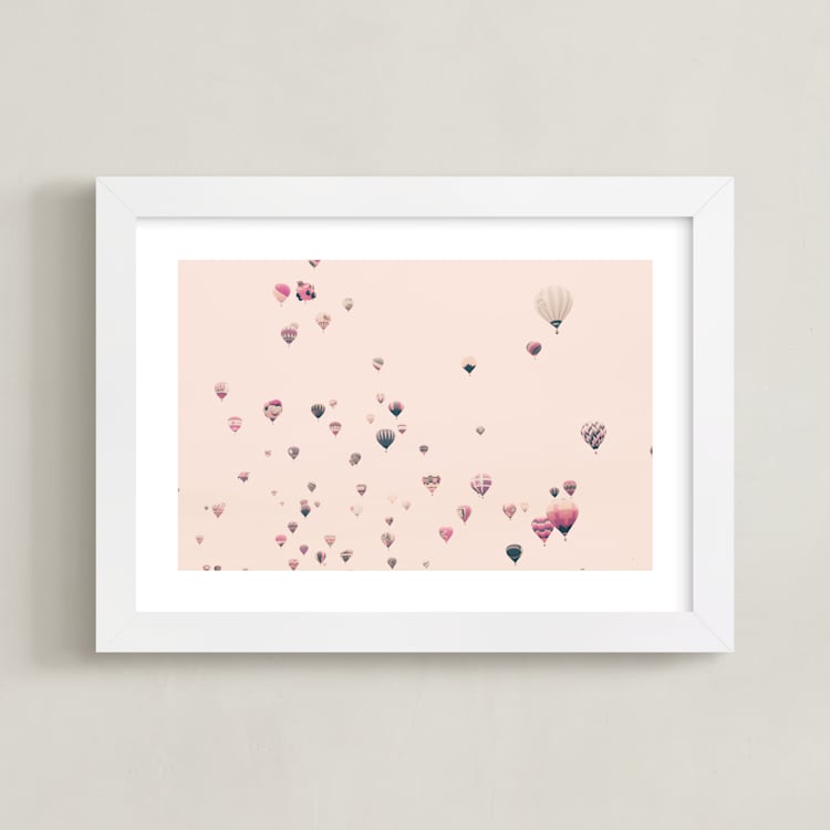 "Love is All Around" - Art Print in pale pink by Caroline Mint - Framed