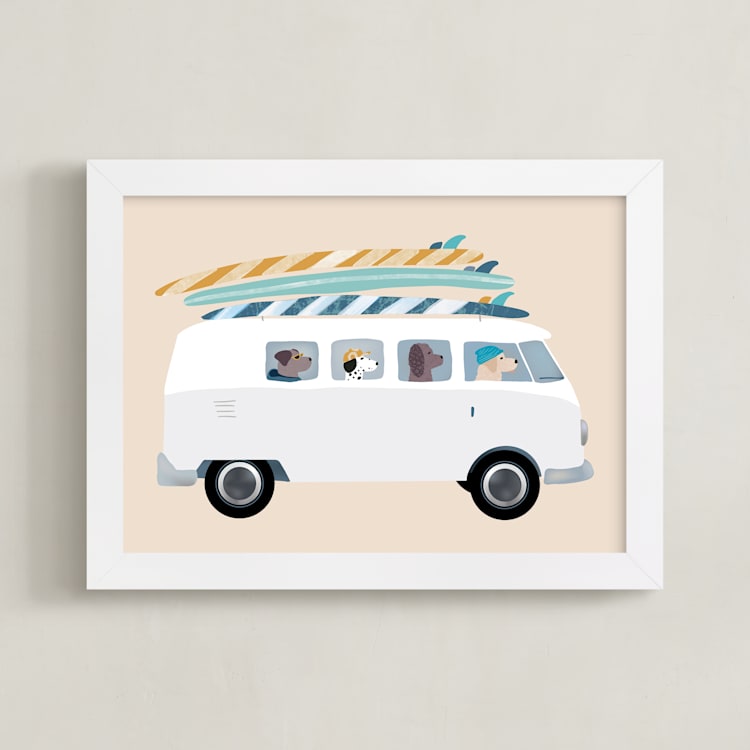 "Venice Beach" - Art Print in Sand by Jenna Holcomb - Framed
