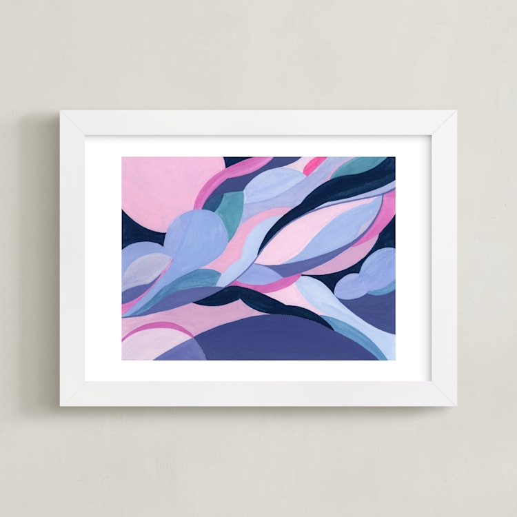 "Clouds and Flow" - Art Print in Bubblegum Pink by Eunmee Studio - Framed
