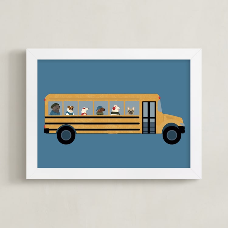 "School Dogs" - Art Print in Lake by Jenna Holcomb - Framed