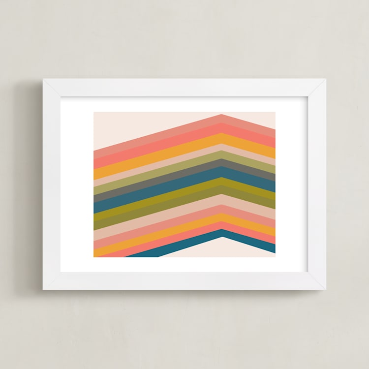 "Retro Stripes" - Art Print in Pool by Beth Vassalo - Framed