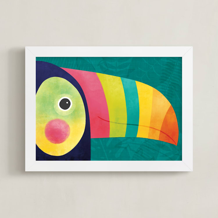 "Here's Looking At You" - Art Print in Toucan Teal by Noonday Design - Framed