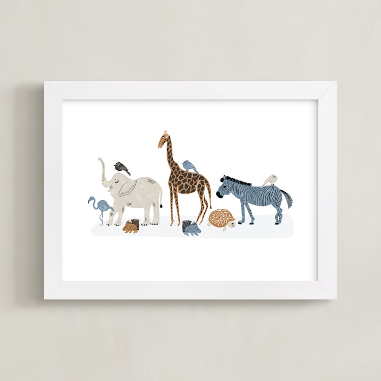 "Wild Ride" - Art Print in Harbor Blue by Beth Schneider - Framed