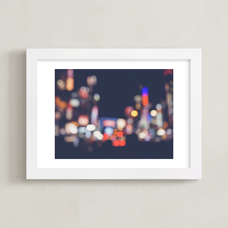 "City Lights, Tokyo" - Art Print in Midnight by Jacquelyn Sloane Siklos - Framed
